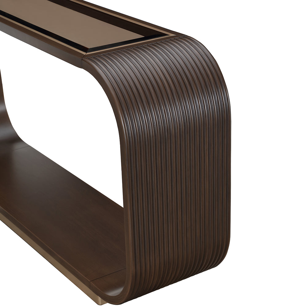 AICO Michael Amini West Kensington Console Table in Medium Espresso