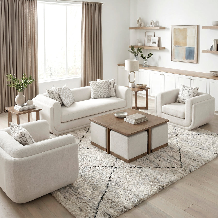 Cozy Collection Sofa w/4 Designer Accent Pillow Complete Room