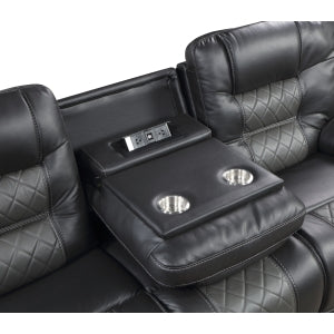 Fabian Double Reclining Sofa with Center Drop-Down Cup Holders, Receptacles and USB Ports