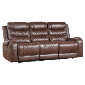 Brown reclining sofa on a white background