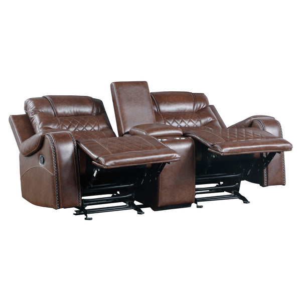 Putnam Double Glider Reclining Love Seat with Center Console, Receptacles and USB Port alternate view
