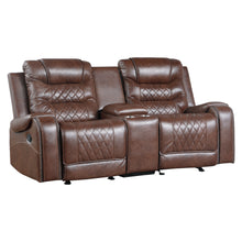 Brown recliner sofa with quilted design on a white background