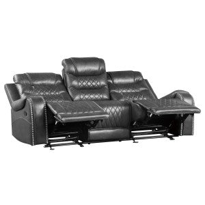 Gray reclining sofa set on a white background