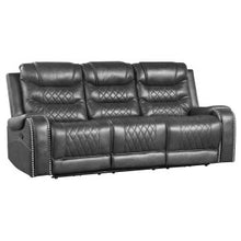 Gray reclining sofa on a white background