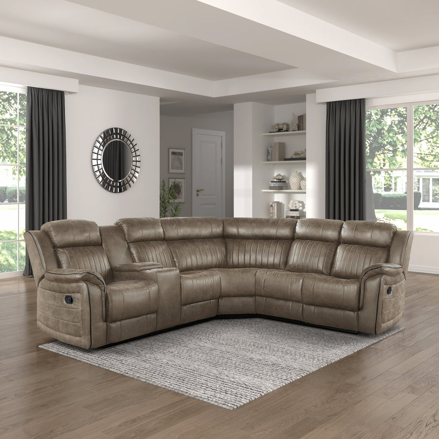 Centeroak 3-Piece Reclining Sectional with Left Console Complete Room