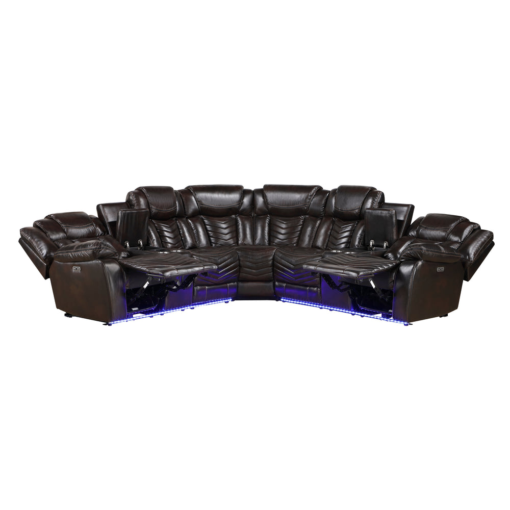 Ramone 3-Piece Power Reclining Sectional with Consoles, Speakers, Subwoofer and LED Lighting