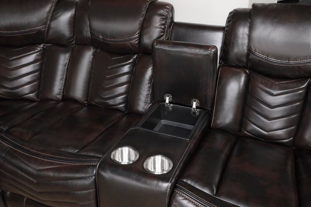 Ramone 3-Piece Power Reclining Sectional with Consoles, Speakers, Subwoofer and LED Lighting