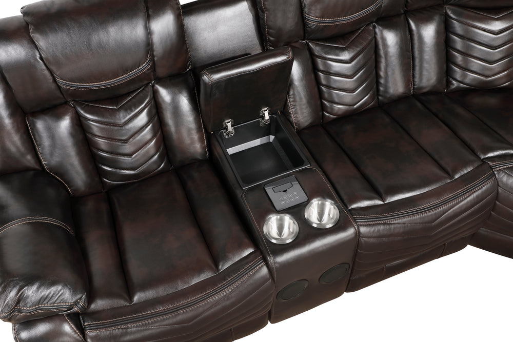 Ramone 3-Piece Power Reclining Sectional with Consoles, Speakers, Subwoofer and LED Lighting