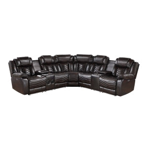 Ramone 3-Piece Power Reclining Sectional with Consoles, Speakers, Subwoofer and LED Lighting
