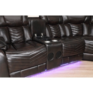 Ramone 3-Piece Power Reclining Sectional with Consoles, Speakers, Subwoofer and LED Lighting