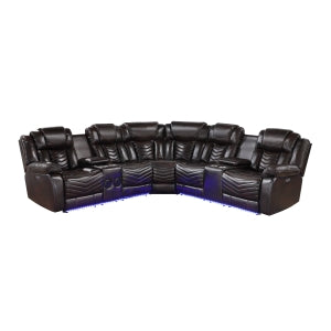 Ramone 3-Piece Power Reclining Sectional with Consoles, Speakers, Subwoofer and LED Lighting