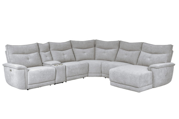 Tesoro (6)6-Piece Modular Power Reclining Sectional with Power Headrests, Right Chaise and USB Port - view 5
