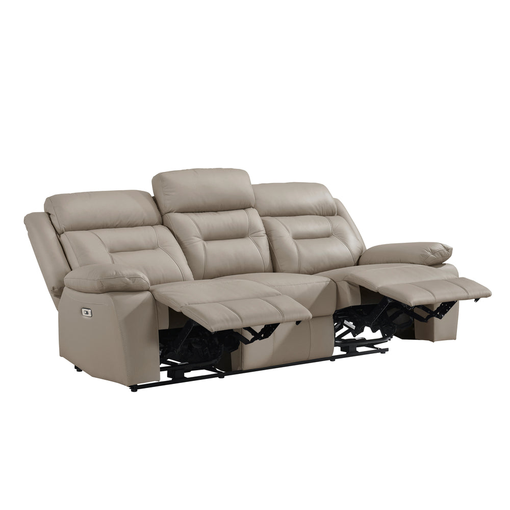 Beige recliner sofa on a white background