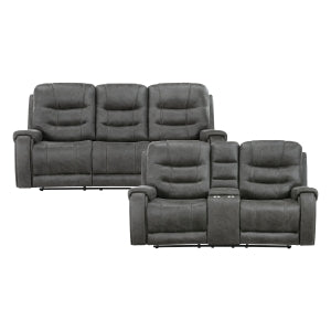 Oberon 2pc Recliner Living Room Set: Sofa, Love