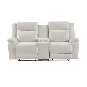 Dean Double Reclining Love Seat with Center Console, Beige