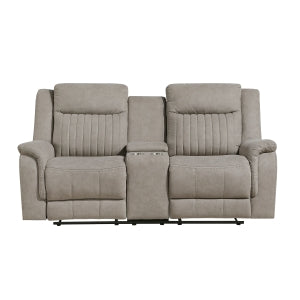 Dean Double Reclining Love Seat with Center Console, Dove