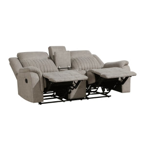 Dean Double Reclining Love Seat with Center Console, Dove