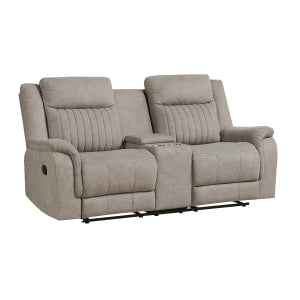 Dean Double Reclining Love Seat with Center Console, Dove