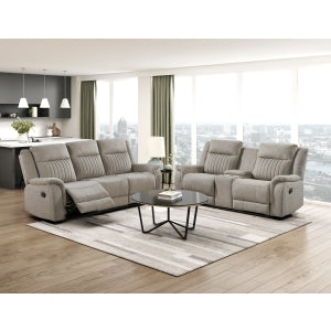 Dean Double Reclining Love Seat with Center Console, Dove