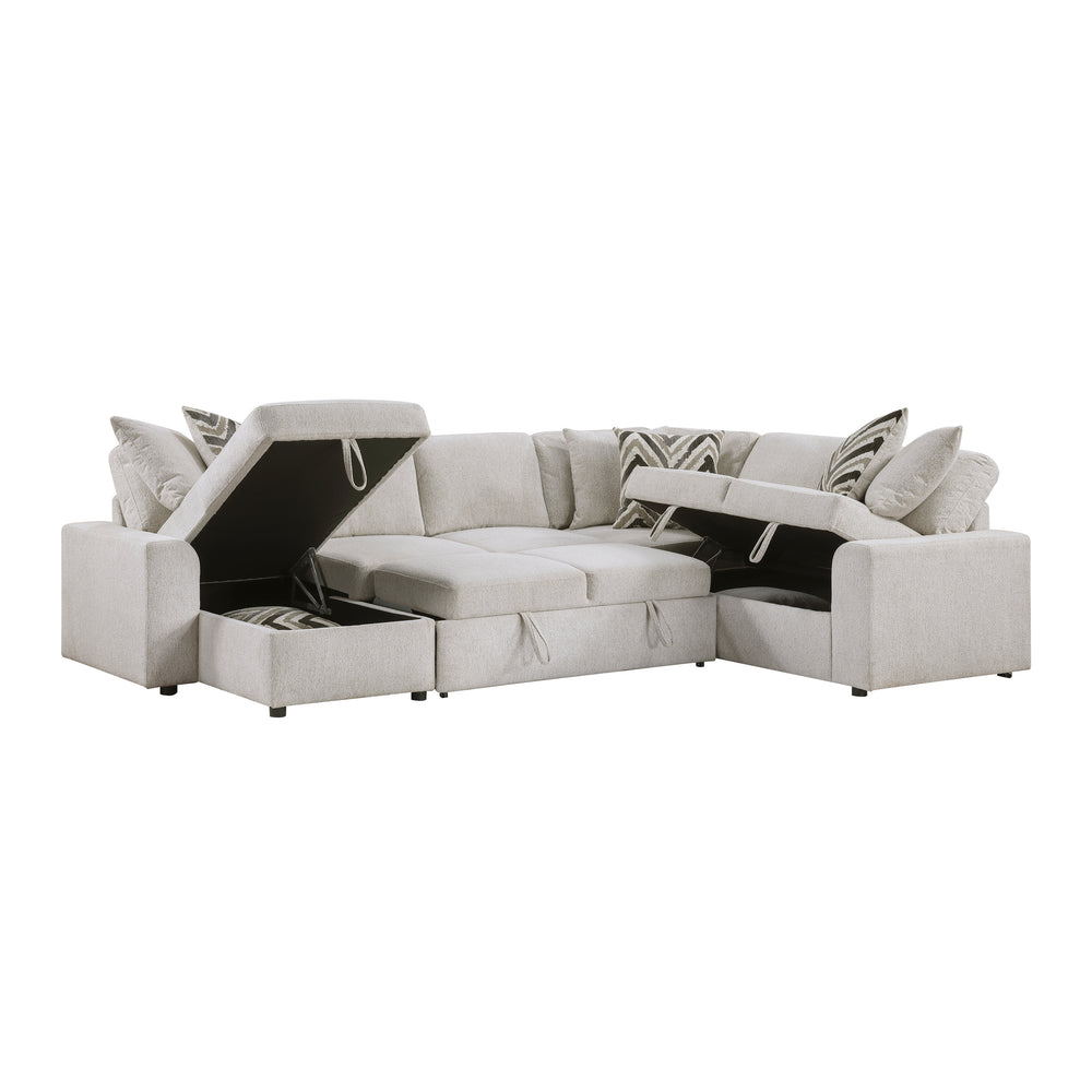 Myrtle 3-Piece Sectional with Pull-out Bed and Hidden Storage