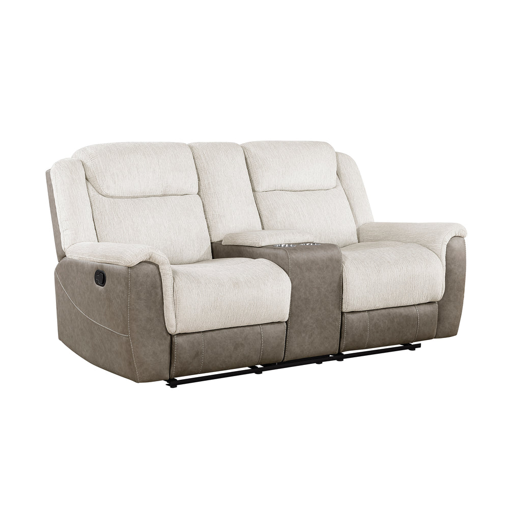 Beige reclining Loveseat on a white background