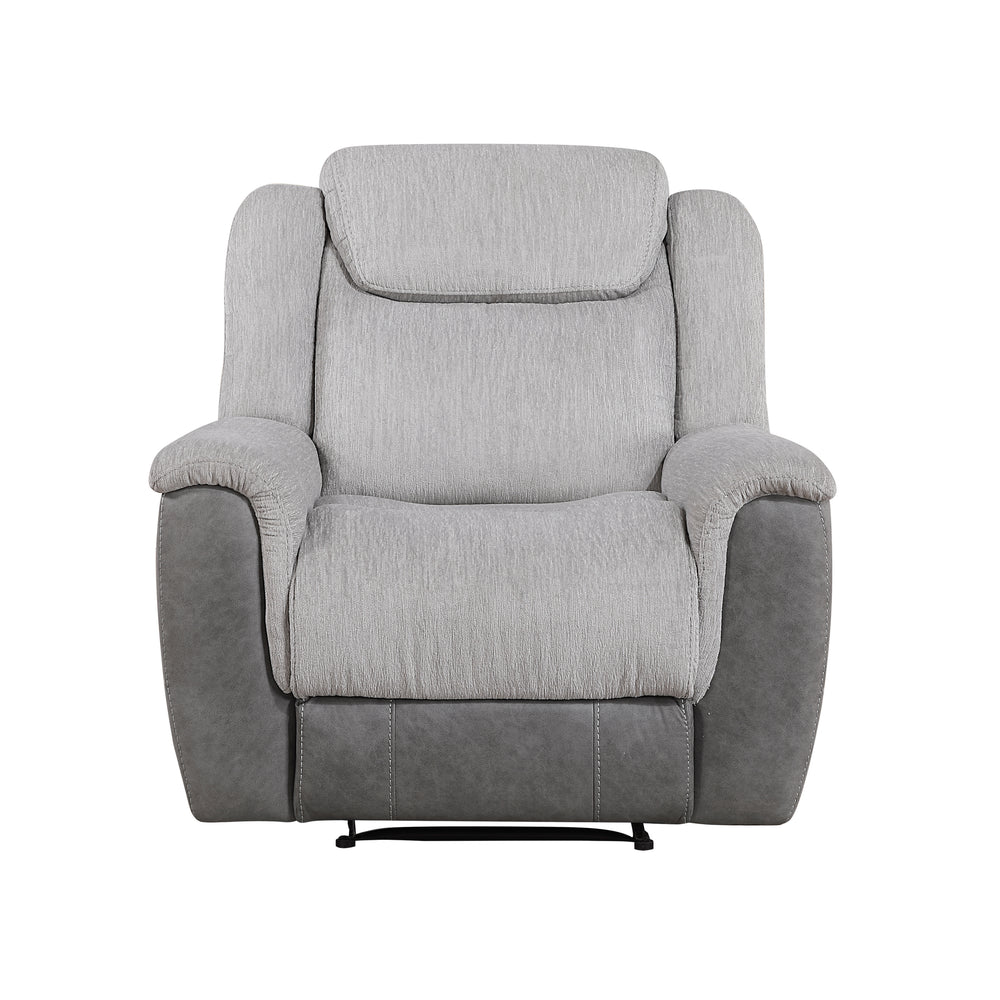 Gray recliner chair on a white background