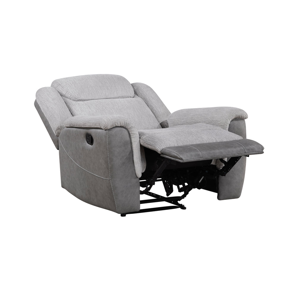 Gray recliner chair on a white background