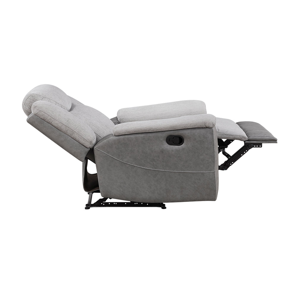 Gray recliner chair on a white background