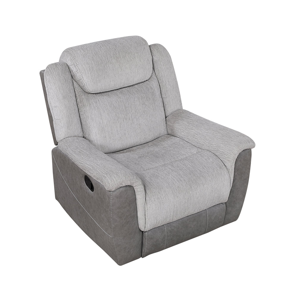 Gray recliner chair on a white background