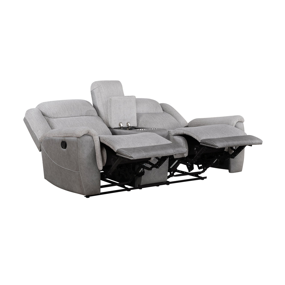 Gray recliner loveseat on a white background