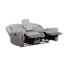 Gray recliner loveseat on a white background