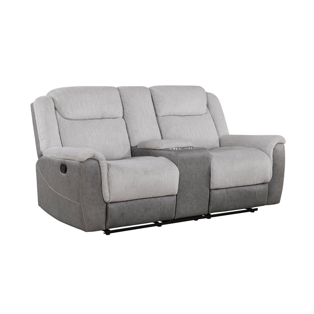 Gray reclining loveseat on a white background