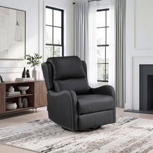 Crown Black Leather Swivel Glider Recliner