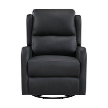 Crown Black Leather Swivel Glider Recliner