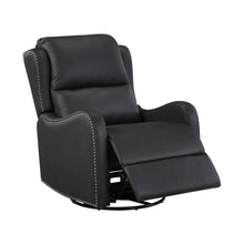 Crown Black Leather Swivel Glider Recliner