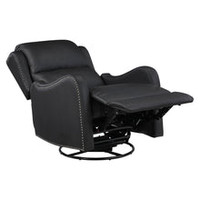 Crown Black Leather Swivel Glider Recliner