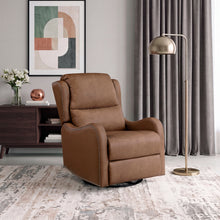 Crown Dark Brown Leather Swivel Glider Recliner