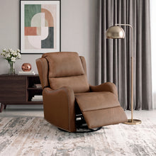Crown Dark Brown Leather Swivel Glider Recliner