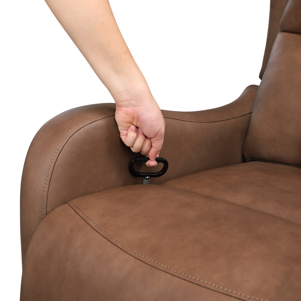 Crown Dark Brown Leather Swivel Glider Recliner