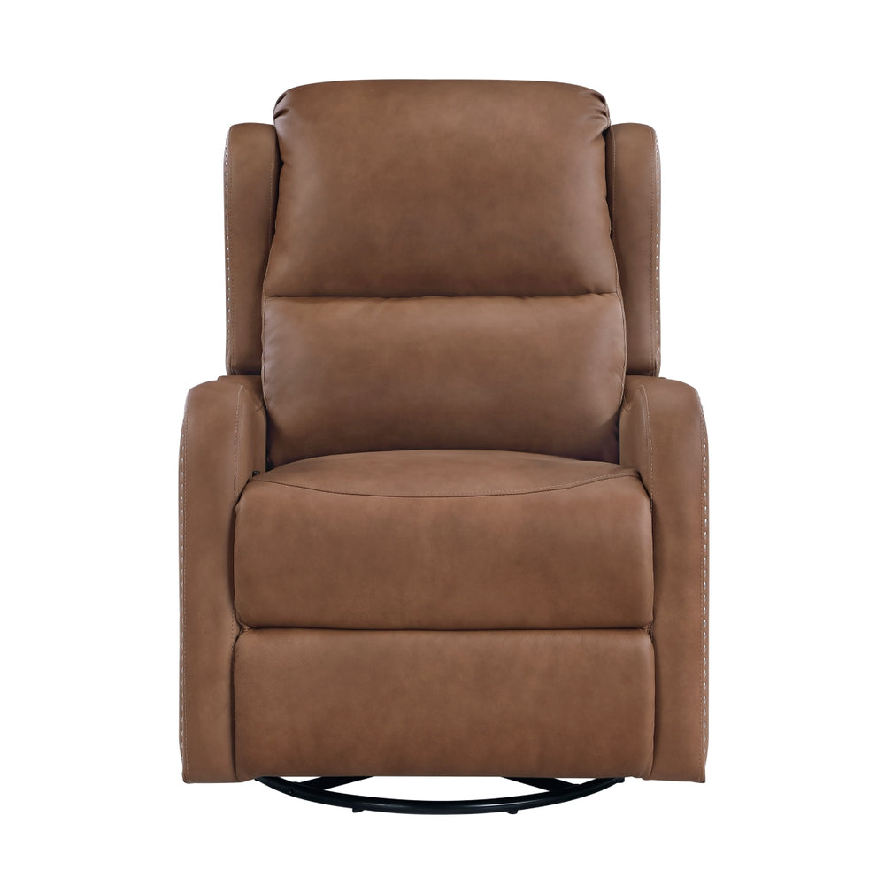 Crown Dark Brown Leather Swivel Glider Recliner
