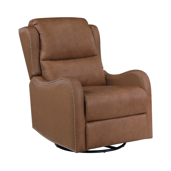 Crown Dark Brown Leather Swivel Glider Recliner