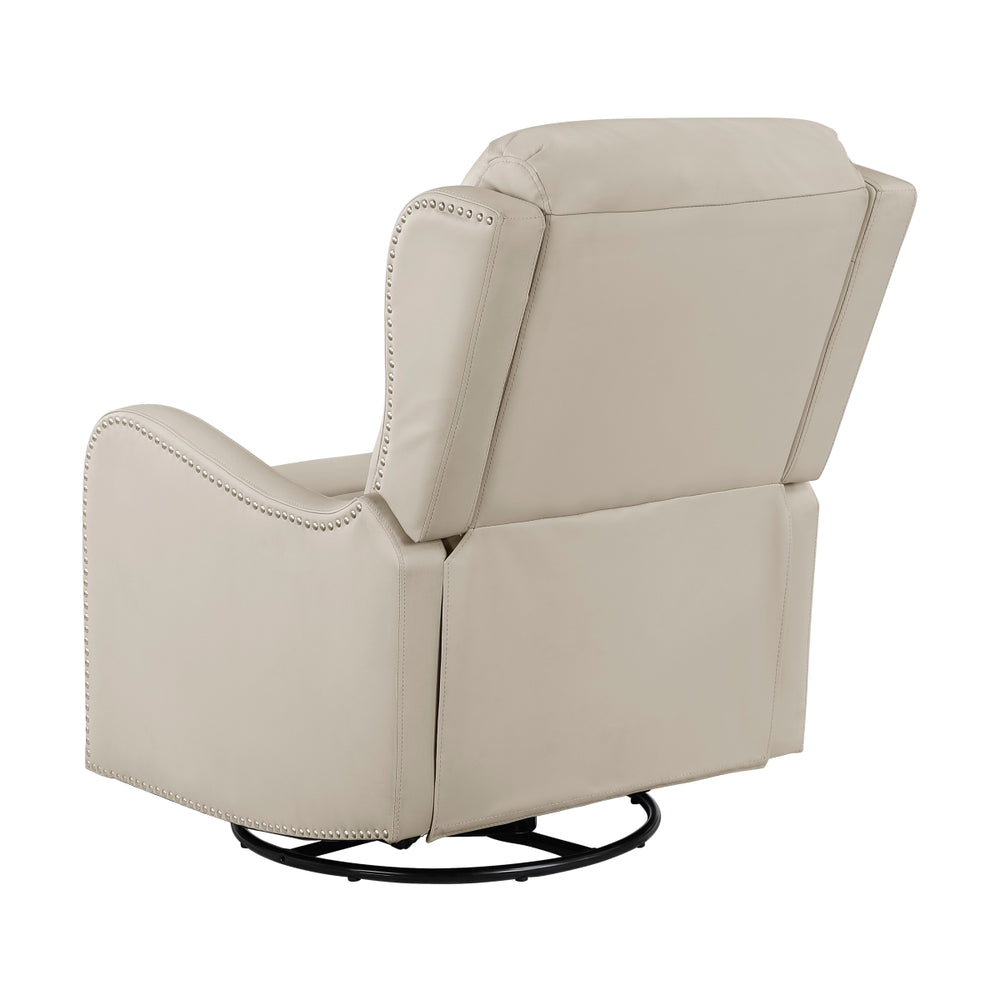 Crown Taupe Leather Swivel Glider Recliner