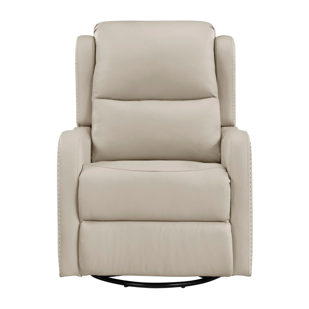 Crown Taupe Leather Swivel Glider Recliner