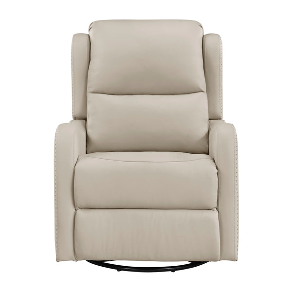 Crown Taupe Leather Swivel Glider Recliner