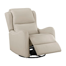 Crown Taupe Leather Swivel Glider Recliner