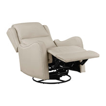 Crown Taupe Leather Swivel Glider Recliner