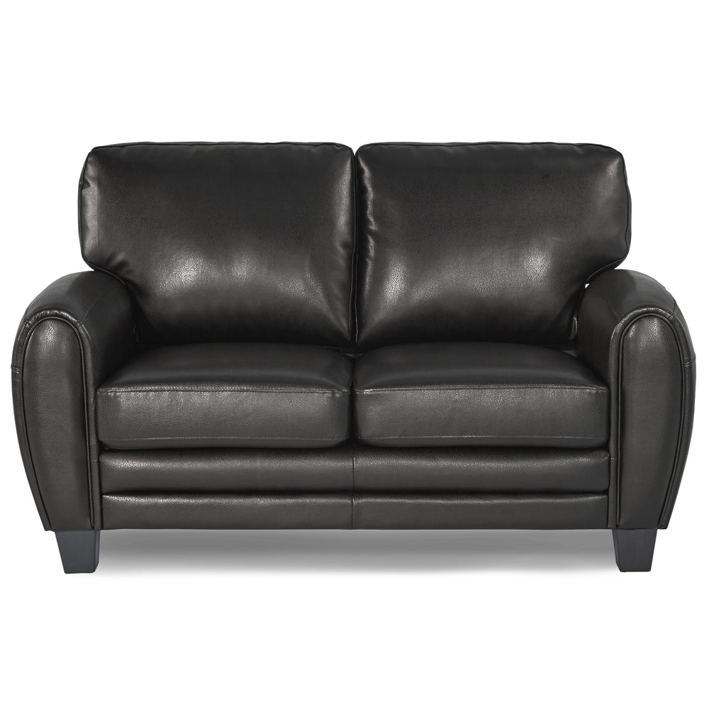 Black on a white background