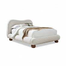 Afra Chenille Upholstered Wood Leg Platform Bed in Chinchilla