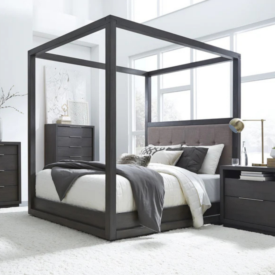 Ashi Upholstered Canopy Bed in Dolphin Complete Room