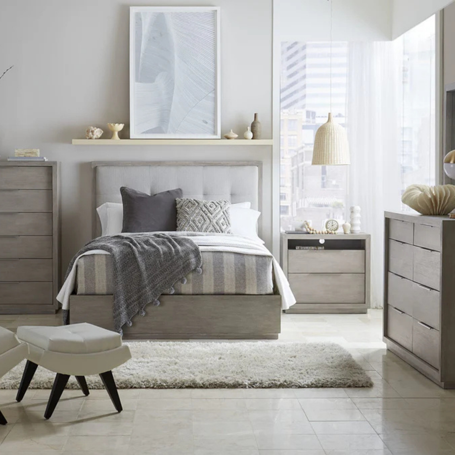 Ashi Upholstered Platform Bed in Mineral Complete Room